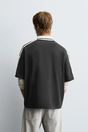 Black | 2795/300/800 - Zara Поло с принтом в стиле ретро