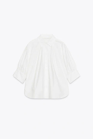 Рубашка со складками и объемными рукавами ZW COLLECTION- Заказать в России