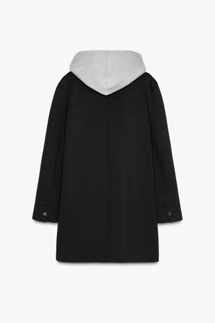 Пальто с комбинированным капюшоном - Заказать в России