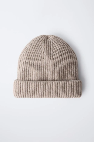camel | 3920/180/707 - Zara Базовая шапка бини