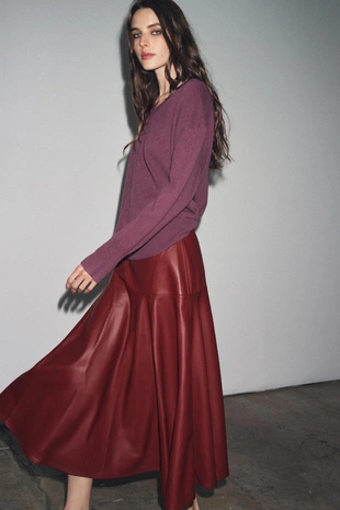 Юбка миди из искусственной кожи — ZW COLLECTION- Заказать в России