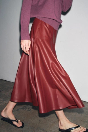 Юбка миди из искусственной кожи — ZW COLLECTION- Заказать в России