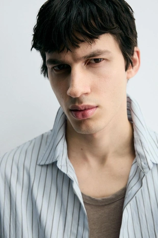 Рубашка из рельефной ткани в полоску- Заказать в России