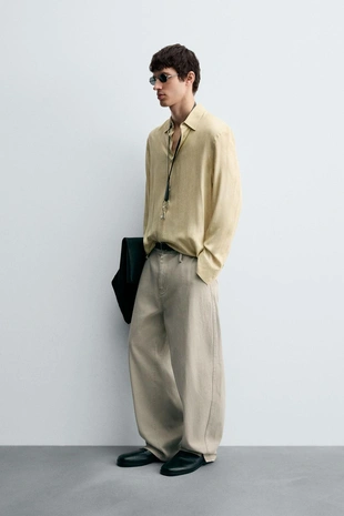 Рубашка свободного кроя из текстиля с вискозой- Заказать в России