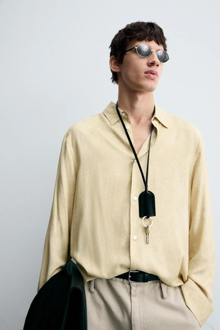 Рубашка свободного кроя из текстиля с вискозой- Заказать в России