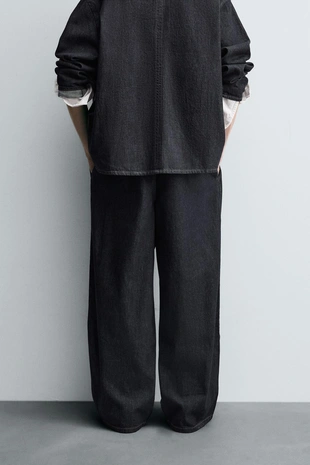 Navy blue | 4470/302/401 - Zara Джинсы WIDE-LEG со складками