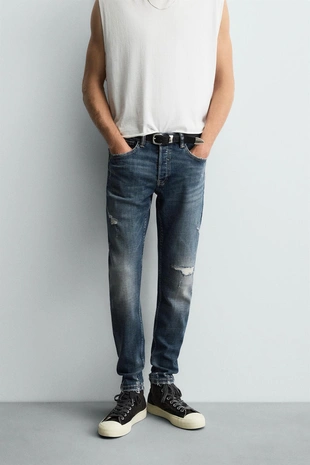 Купить Zara Джинсы SKINNY FIT с разрезами