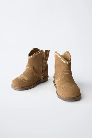 Brown | 6101/630/105 - Zara Кожаные сапоги в ковбойском стиле