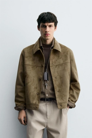 Куртка из искусственной замши классического кроя- Заказать в России