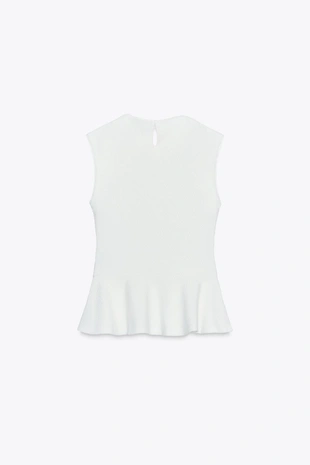 Купить Zara Топ из ткани букле с баской и пряжкой