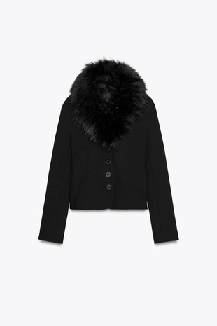Приталенная куртка с воротником из искусственного меха — ZW COLLECTION- Заказать в России
