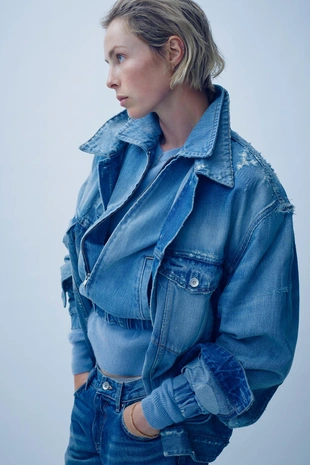 Джинсовая куртка TRF с дырами- Заказать в России