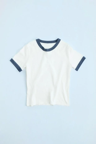 Футболка с эффектом потертости и рубчиком- Заказать в России