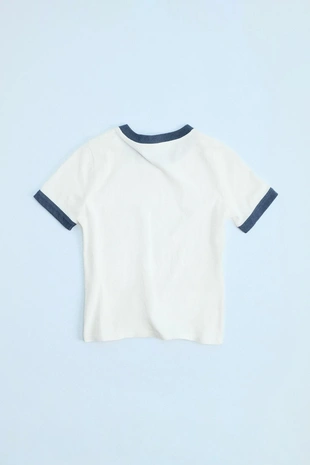 Футболка с эффектом потертости и рубчиком- Заказать в России