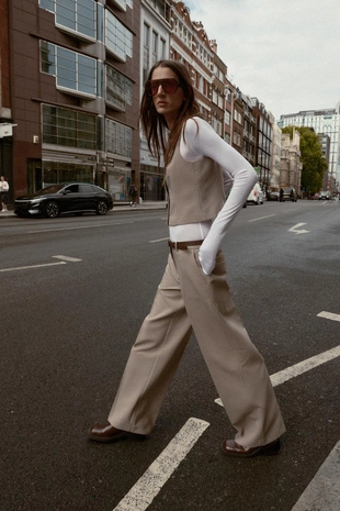 Брюки в клетку с ремнем- Заказать в России