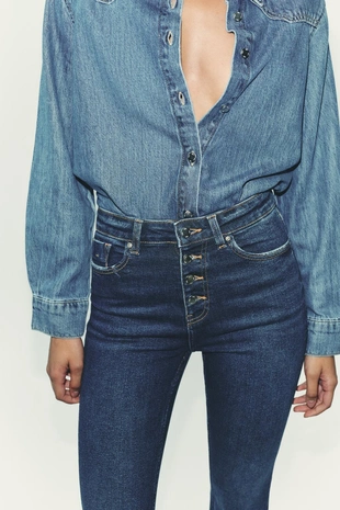 Купить Zara Джинсы Z.06 клеш с высокой посадкой