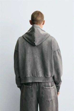 Greyish | 3443/334/826 - Zara Толстовка с эффектом потертости с молнией