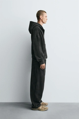 Толстовка с эффектом потертости с молнией- Заказать в России