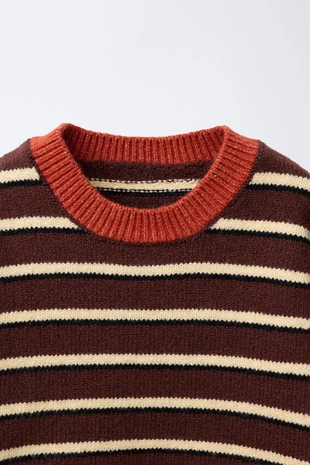 Brown / Ecru | 2582/649/087 - Zara Свитер в полоску