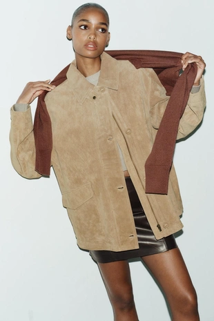 Light sand | 4341/701/752 - Zara Замшевая куртка