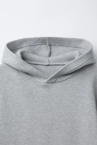 Pearl grey | 5536/756/804 - Zara Мягкий трикотажный свитер с капюшоном