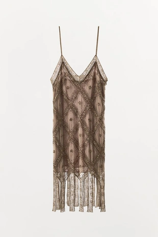 Платье из полупрозрачной ткани с вышивкой- Заказать в России