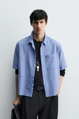 Рубашка в клетку BOXY FIT- Заказать в России