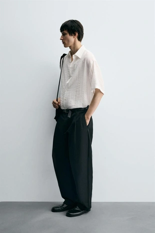 Рубашка струящегося покроя из рельефной ткани- Заказать в России