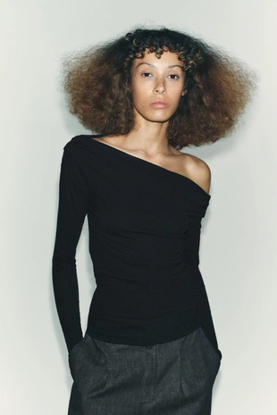 Мягкая асимметричная футболка- Заказать в России