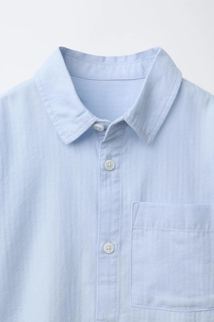 Blue | 8574/504/400 - Zara Однотонная рубашка с карманом