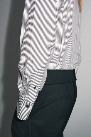 Купить Zara Струящаяся рубашка в полоску — ZW COLLECTION