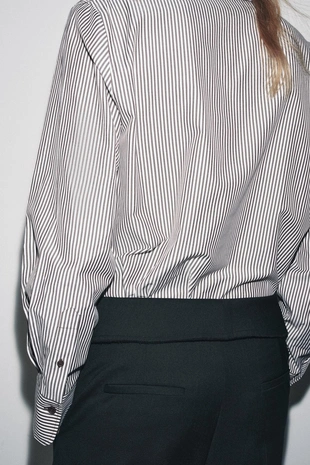 Dark brown | 4786/261/716 - Zara Струящаяся рубашка в полоску — ZW COLLECTION