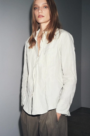 Купить Zara Рубашка в полоску из жатой ткани — ZW COLLECTION