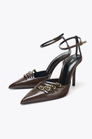 Туфли на каблуке с пряжками- Заказать в России