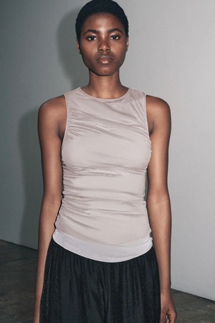 Купить Zara Футболка с эффектом двойного тюля