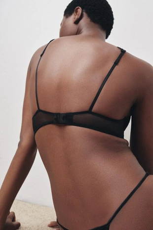 Black | 1500/628/800 - Zara Кружевные трусы танга