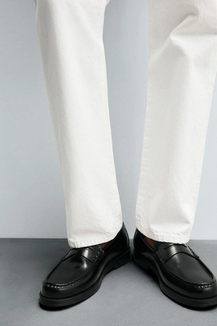 Кожаные лоферы с планкой- Заказать в России