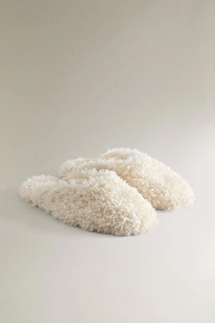 Туфли-сабо из искусственного меха- Заказать в России