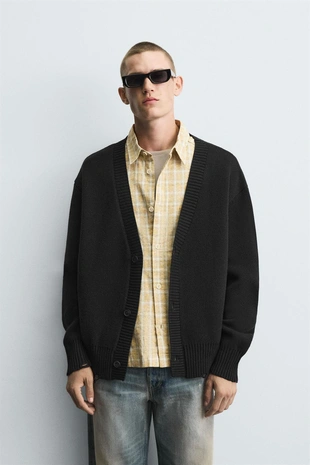 Кардиган в рубчик с эффектом потертости- Заказать в России