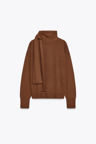 Свитер тонкой вязки с бантом- Заказать в России