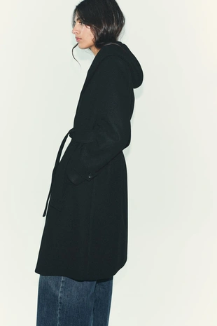 Мягкое пальто с капюшоном- Заказать в России