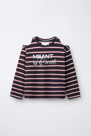 Футболка в полоску с вырезами- Заказать в России