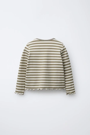 Лонгслив в полоску с блестящим принтом и вышивкой- Заказать в России