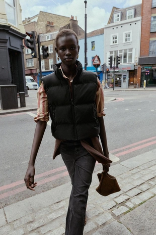 Комбинированная стеганая укороченная куртка- Заказать в России