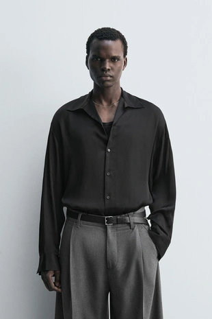Рубашка RELAXED FIT из струящейся ткани- Заказать в России