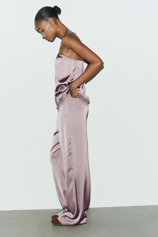 Атласные брюки с высокой посадкой- Заказать в России