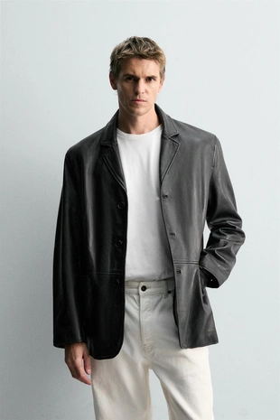 Кожаный блейзер- Заказать в России