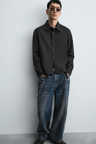 Рубашка JACQUARD с геометрическим узором- Заказать в России