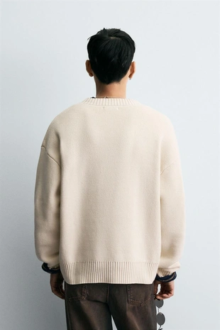 Свитер из хлопка с рельефной тканью- Заказать в России