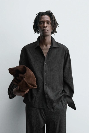 Купить Zara Рубашка струящегося покроя в полоску